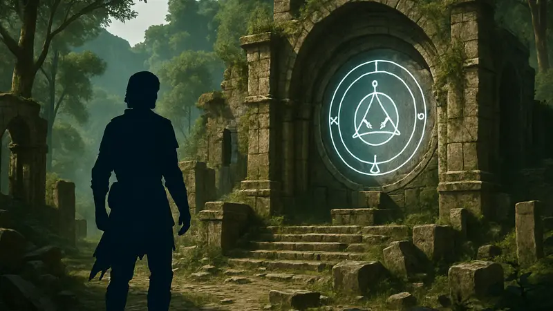 Crimson Desert: прохождение головоломки Руин на Холме Сумрачного Леса, скриншот