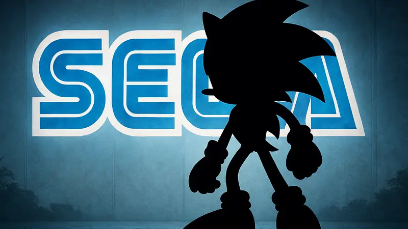 Силуэт Соника на фоне логотипа Sega, символизирующий угрозу закрытия франшизы Sonic The Hedgehog.