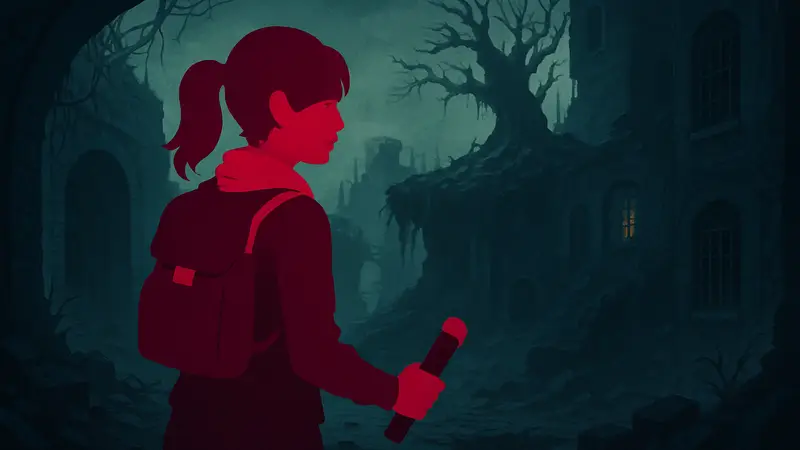 Главная героиня игры Constance на фоне мрачного мира, иллюстрация.