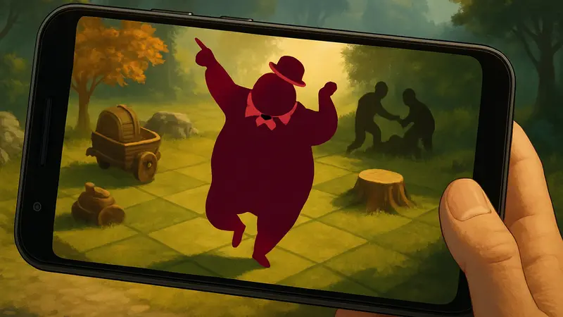 Персонаж Felix the Reaper танцует на скриншоте мобильной игры на Android