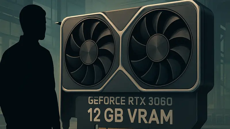 Изображение видеокарты Nvidia GeForce RTX 3060 с указанием 12 ГБ VRAM.