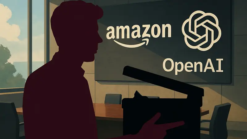 Сэм Альтман, логотип Amazon и OpenAI, намекающие на отменённый фильм