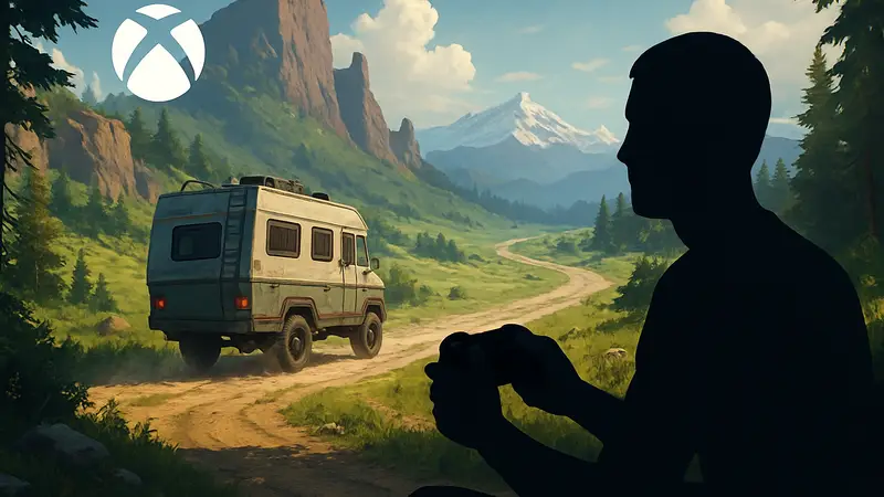 Игровой процесс Outbound в Xbox Game Pass, где игрок управляет домом на колёсах в открытом мире.