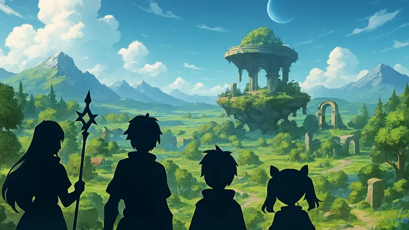 Скриншот из аниме RPG Star Savior с персонажами и игровым миром, доступной на iOS и Android.