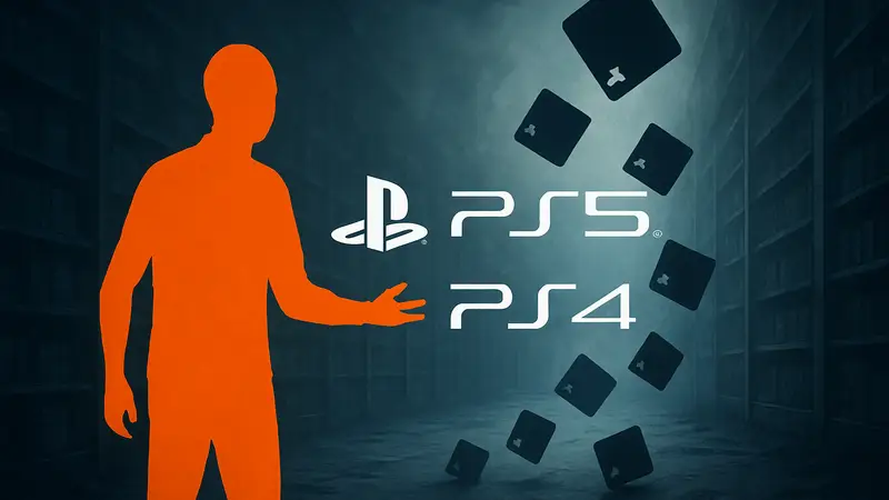 Логотипы PlayStation 5 и PlayStation 4, символизирующие удаление игр из магазина.