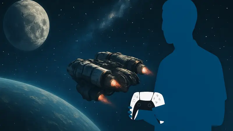 Скриншот Starfield с космосом и космическим кораблем, продажи на PS5