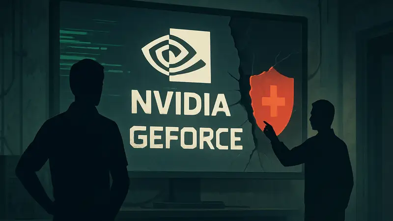 Логотип Nvidia GeForce, демонстрирующий проблемные драйверы и выпущенный хотфикс для видеокарт.