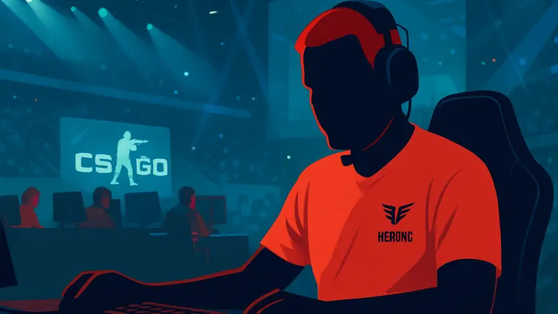 Тренер HEROIC ТОБИЗ на киберспортивном турнире, сосредоточенный вид.