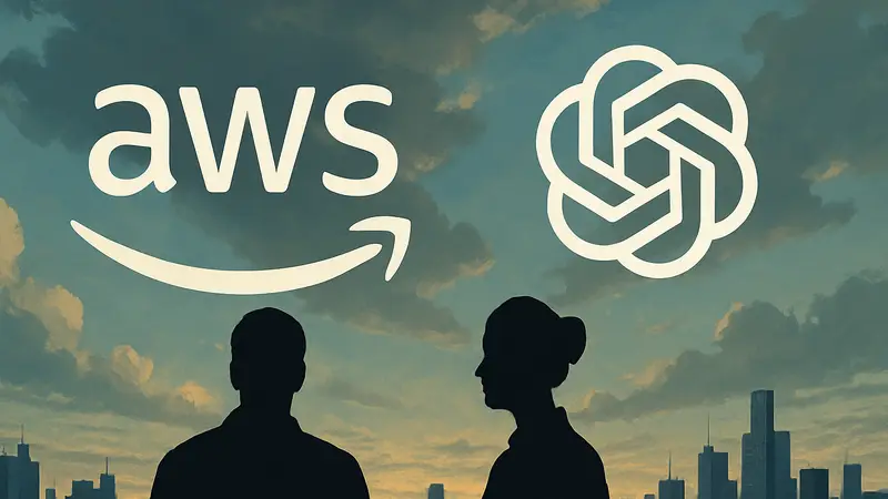 Логотип AWS и OpenAI, символизирующие сотрудничество в облачных технологиях и искусственном интеллекте.