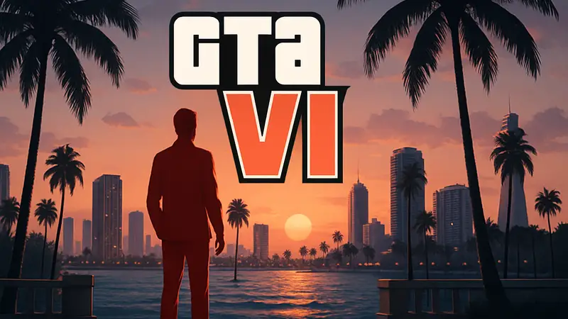 GTA 6: логотип игры или концепт-арт с городом Вайс-Сити