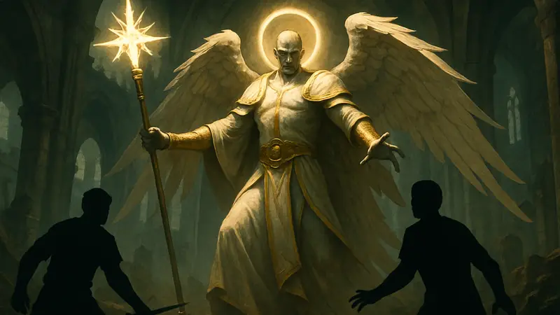 Босс Arbiter of Divinity из Path of Exile 2, готовящийся к атаке.
