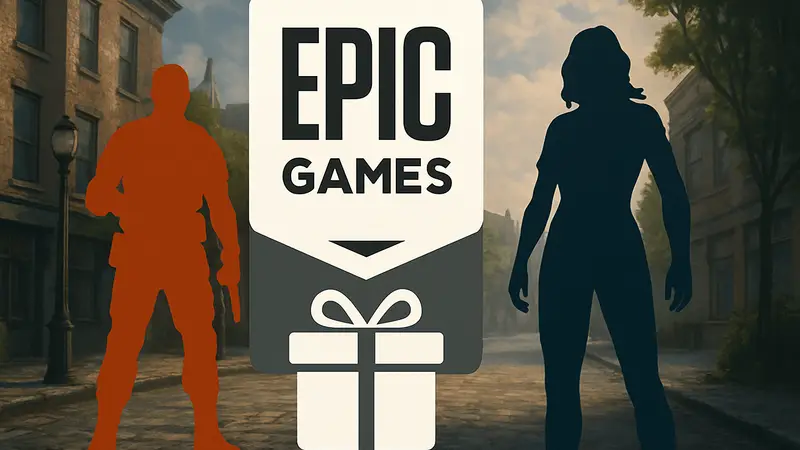 Логотип Epic Games Store с изображением подарочной коробки и двух силуэтов игр