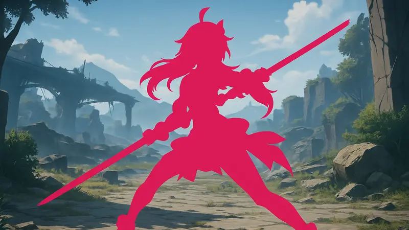 Иллюстрация персонажа Hiyuki из игры Wuthering Waves в боевой позе.