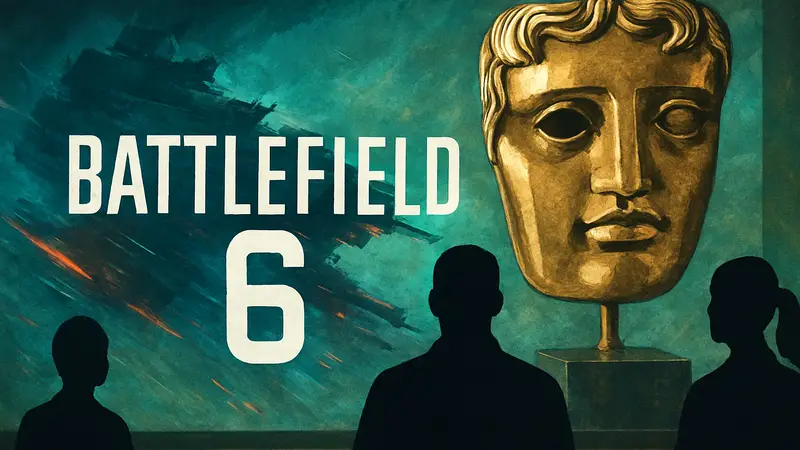 Логотип Battlefield 6 на фоне символики BAFTA Games Awards, означающий отсутствие номинации.