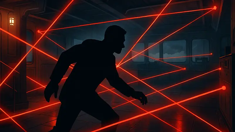Скриншот из 007 First Light с лазерными ловушками на лодке.