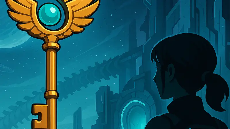 Ключ Aviaries Passepartout в игре Mio: Memories in Orbit на фоне локации Spine.