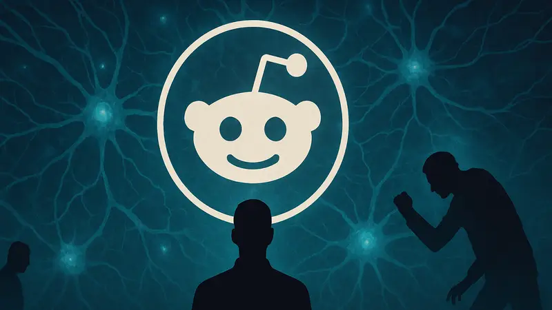 Логотип Reddit на фоне нейронной сети, символизирующий борьбу ИИ со спамом на платформе.