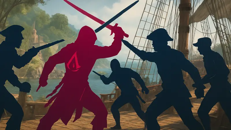 Боевые сцены из Assassin's Creed Black Flag Resynced, отсутствующие механики, пиратские бои.