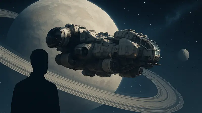 Изображение космического корабля на фоне планеты из дополнения Terran Armada для Starfield