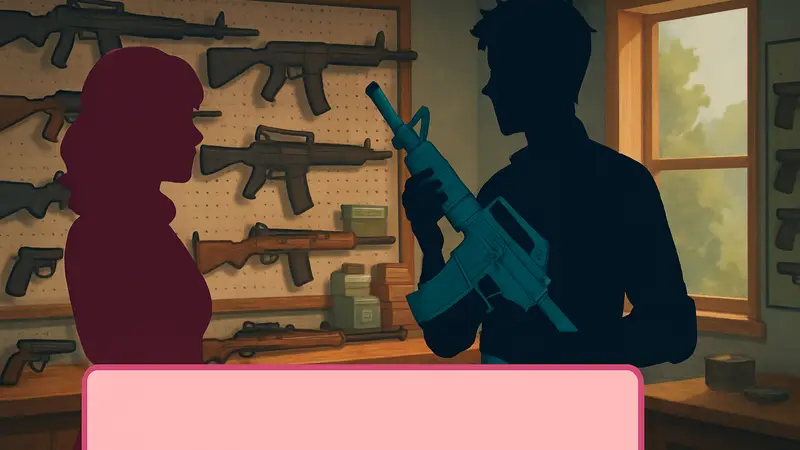 Скриншот из игры Polyarmory с персонажами и оружием на фоне диалогового окна.