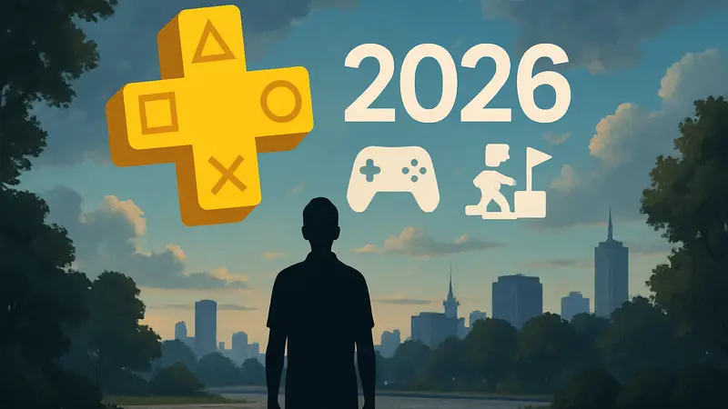 Логотип PlayStation Plus с надписью 'Июль 2026' и иконками бесплатных игр.