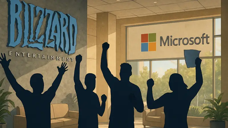 Сотрудники Blizzard QA празднуют подписание нового контракта с Microsoft