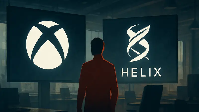 Логотип Xbox и Project Helix, символизирующий разработку игр для следующего поколения консолей.