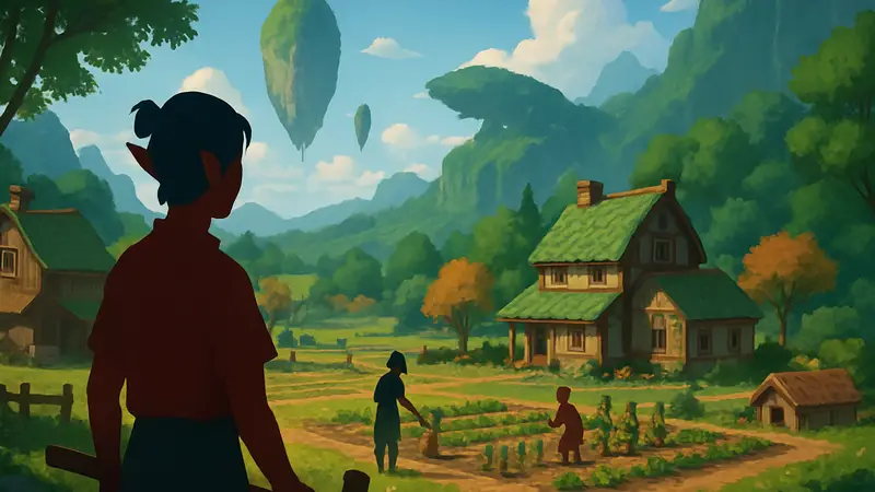 Изображение игры Cozy Crest, показывающее элементы Stardew Valley и мира Аватара: Легенда об Аанге.