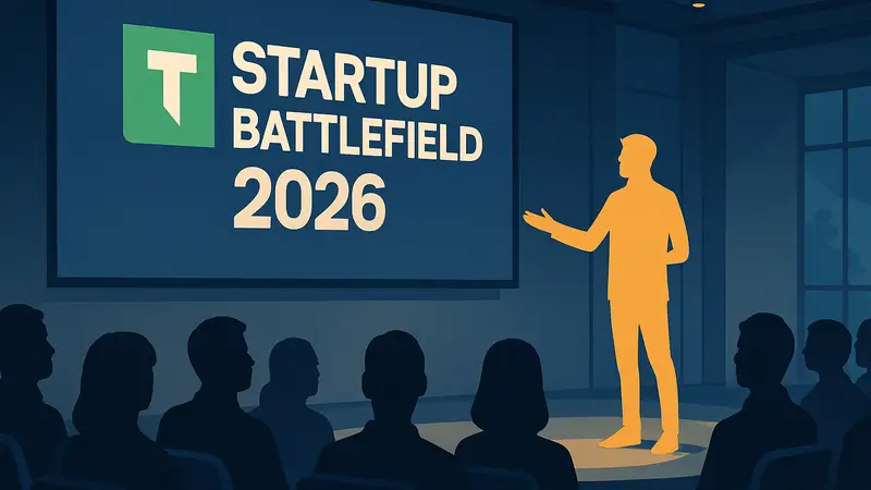 Логотип Startup Battlefield 2026 или сцена с презентацией стартапа.