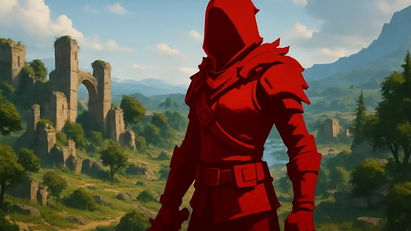 Изображение персонажа в скине Crimson Desert из игры Fortnite.