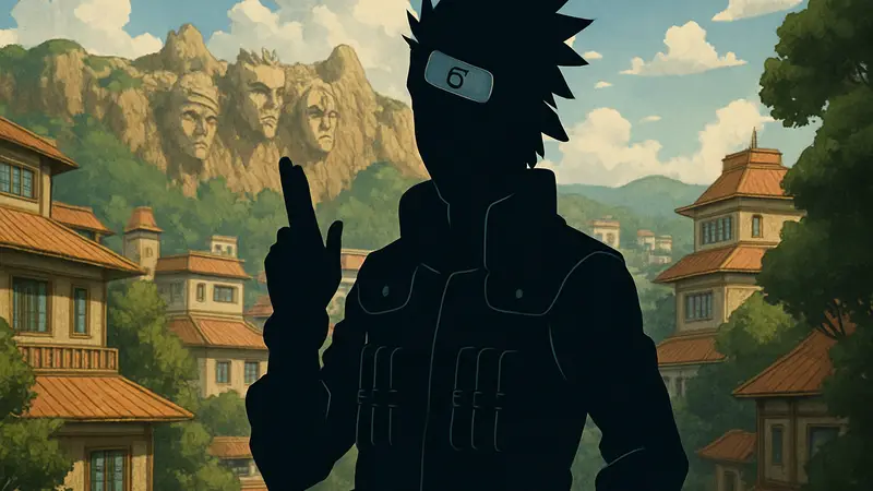 Какаши Хатаке из аниме Наруто, в своей характерной позе