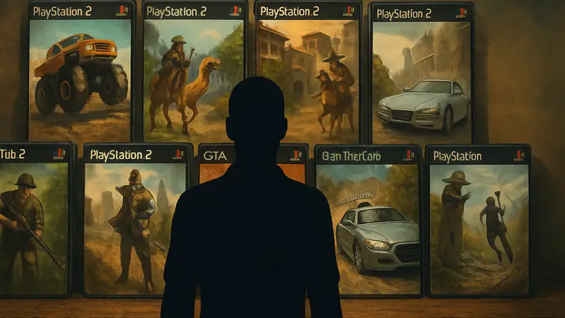 Десять обложек культовых Open-World игр для PlayStation 2, включая GTA и Spider-Man.
