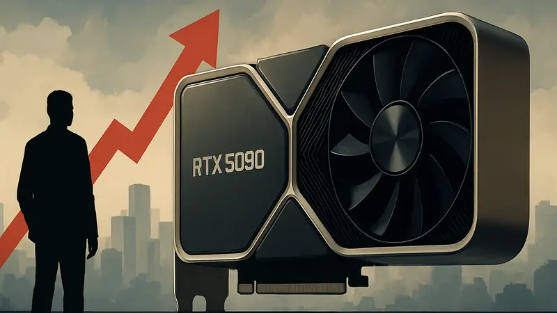 Изображение видеокарты NVIDIA GeForce RTX 5090, символизирующее возможное повышение цен.