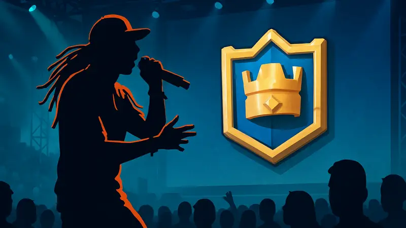 Изображение рэпера Lil' Wayne на сцене или с логотипом Clash Royale.