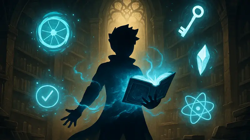 Обложка Grimoires Legacy с магическими эффектами и символами бесплатных бонусов.