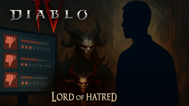 Diablo 4 и логотип Lord of Hatred на фоне негативных отзывов в Steam