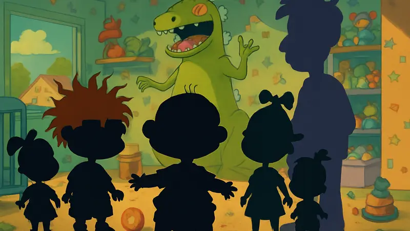 Обложка Rugrats: Retro Rewind Collection с Томми, Чаки и другими персонажами.