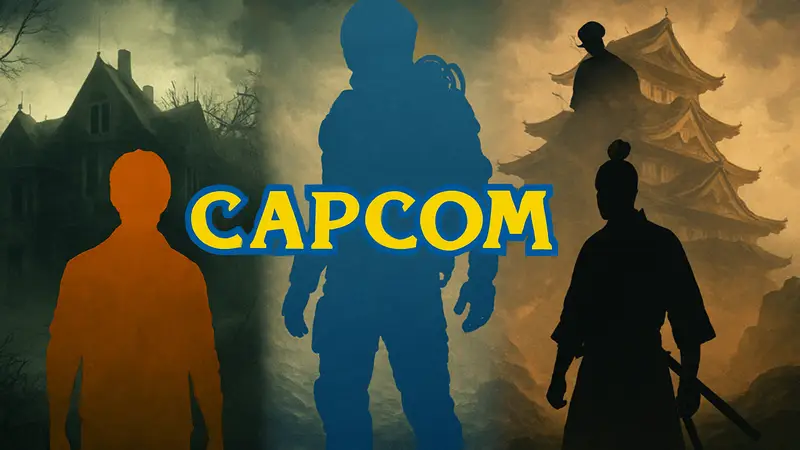 Логотип Capcom и изображения игр Resident Evil, Pragmata, Onimusha