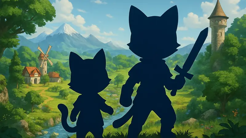 Обложка игры Kitaria Fables 2 с анимированными персонажами-кошками в фэнтезийном мире.