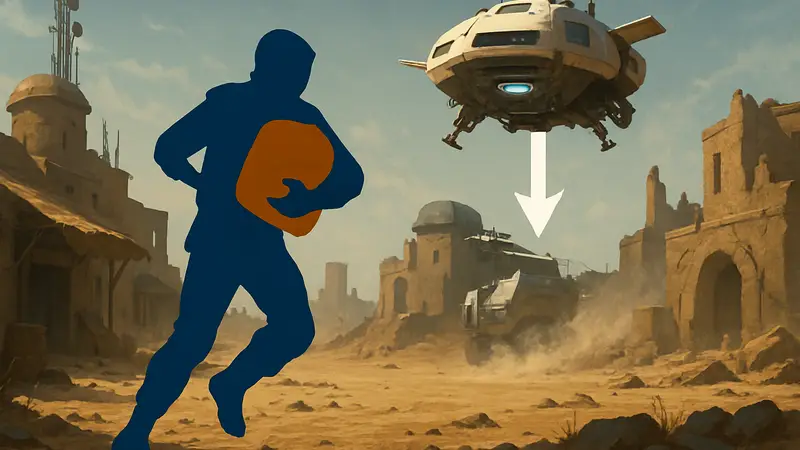 Игрок Sand: Raiders of Sophie эвакуируется из зоны, унося с собой добычу.