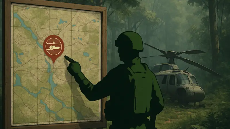 Карта с местоположением сбитого вертолета LAF в Gray Zone Warfare для квеста «Затонувшая птица»
