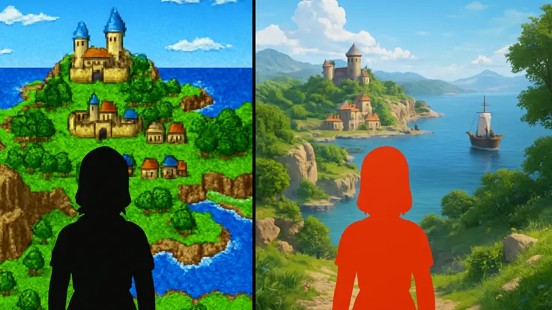Сравнение графики оригинальной Dragon Quest 7 и ремейка Dragon Quest 7 Reimagined