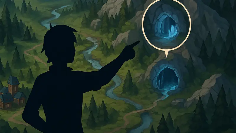 Карта игры Moonlight Peaks с указанием Хрустальной пещеры