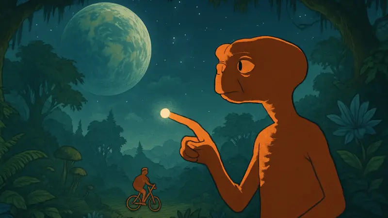 Обложка книги "E.T.: Книга Зелёной Планеты", официального продолжения фильма Стивена Спилберга "Инопланетянин".