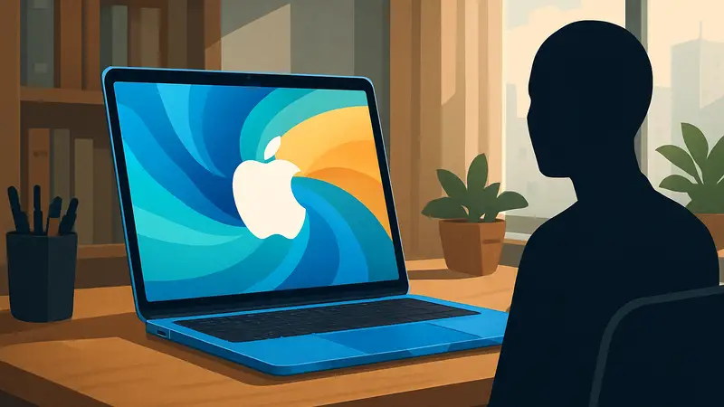 Новый цветной MacBook Neo от Apple, открытый, на рабочем столе