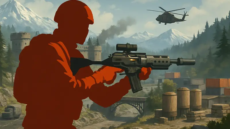 Игрок Call of Duty Warzone с новым мета-оружием EGRT-17 на карте сезона 2