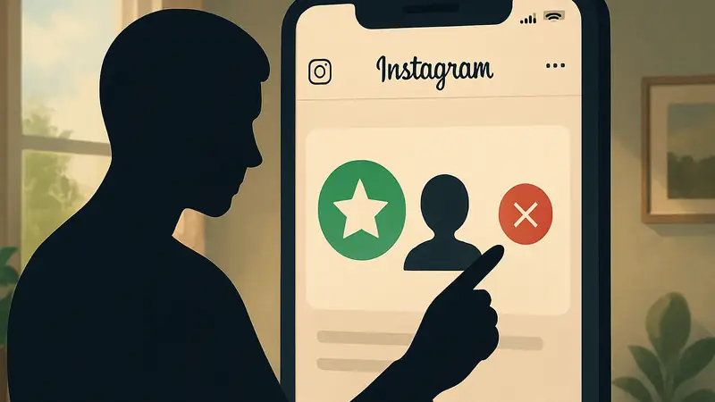 Изображение демонстрирует интерфейс Instagram с опцией удаления пользоват