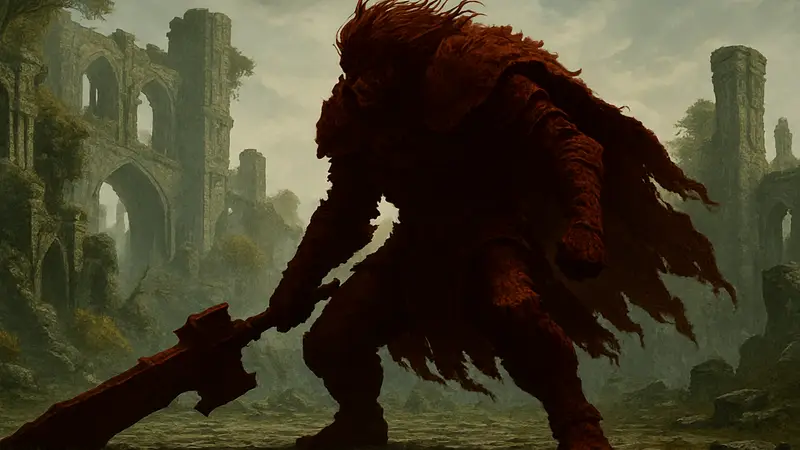 Босс Хоара Лукс из игры Elden Ring в боевой стойке