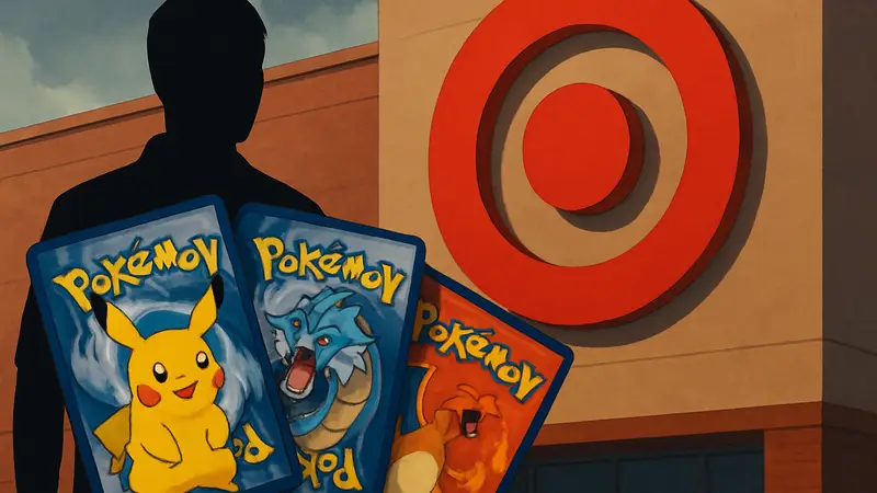 Карточки Pokémon TCG, лежащие на фоне логотипа Target