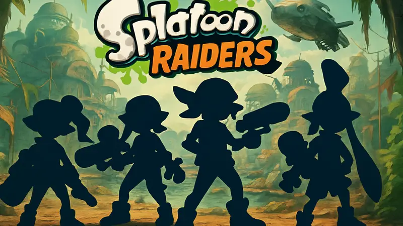 Заставка Splatoon Raiders с игровыми персонажами и логотипом игры.